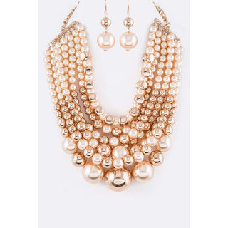 Mix Pearls Statement Layer Necklace Set