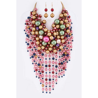 Head Turner Statement Mix Pearl Layer Necklace Set