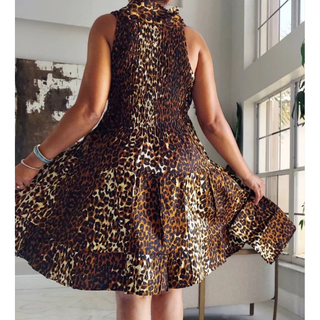 Cheetah Midi Smocked Dress Sundress