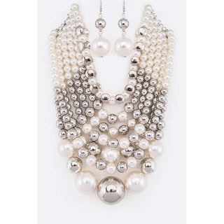 Mix Pearls Statement Layer Necklace Set