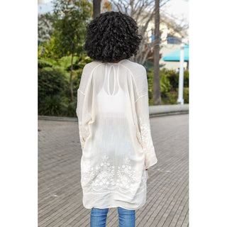 Embroidered Floral Vine Lightweight Kimono