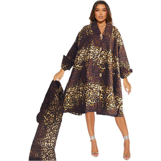 Cheetah Print Tunic Dress Coat