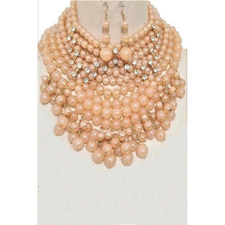 Pearlized Beads Statement Necklace Set