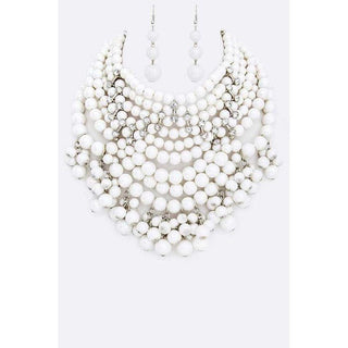 Pearlized Beads Statement Necklace Set