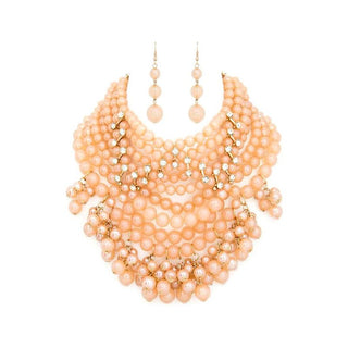 Pearlized Beads Statement Necklace Set