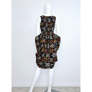 African Print Sleeveless Low V Open Front Dress - Made In Ghana