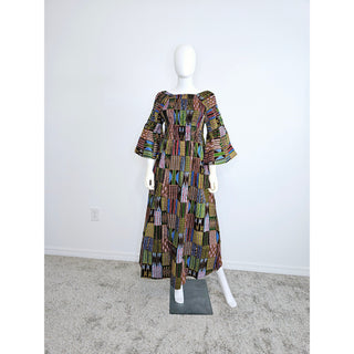 African Ankara Off the Shoulder Maxi Dress
