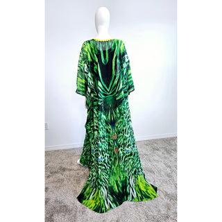 LONG Summer African Chiffon Kimono Kaftan Two Piece Pant Set