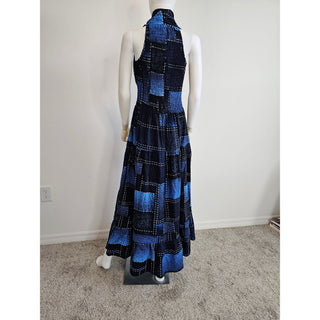 Women Long Smocked Maxi Sundress with Headwrap