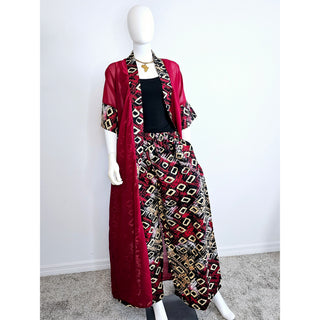 African Chiffon Kimono Kaftan Two Piece Pant Set - Made in Kenya