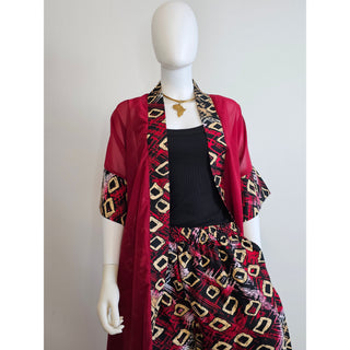 African Chiffon Kimono Kaftan Two Piece Pant Set - Made in Kenya