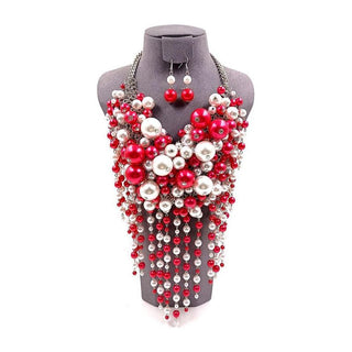 Head Turner Statement Mix Pearl Layer Necklace Set