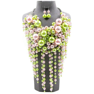 Head Turner Statement Mix Pearl Layer Necklace Set