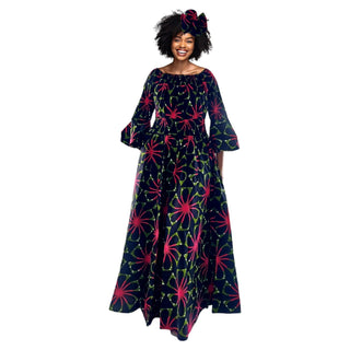 Smocked Ankara Maxi Dress
