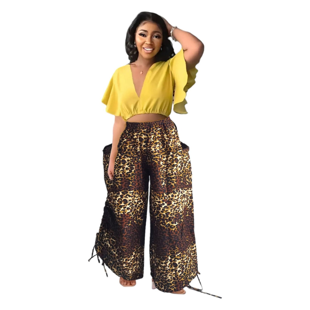 Sand Cow Print Palazzo Pants