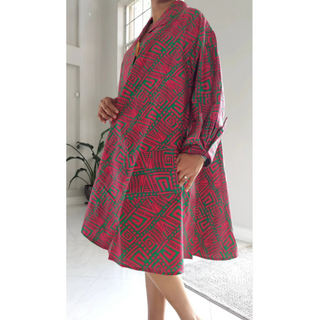 Long Tunic Knee Length Dress / Trench Coat / Blouse One Size Fits M - 2XL