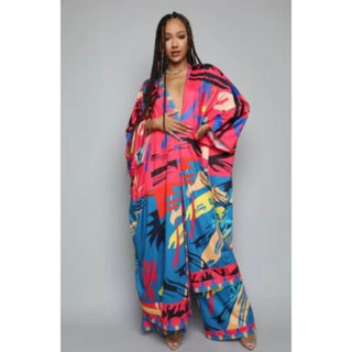 Kimono Kaftan Robe two Piece Short Set / Long Abaya + Shorts Pants Suits Dress
