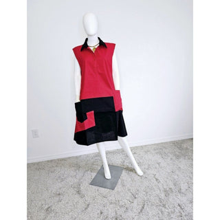 African Ankara Style Print Cotton Women Mid Length Dress Sundress