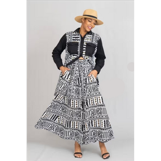 Ankara Style 28 inch Skirt Blouse and Headwrap Set - Top Sold Separately - One Size Fits S to 3XL