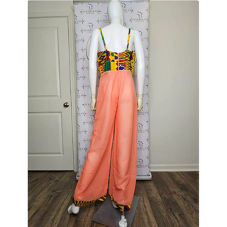 Chiffon Kimono Short Sleeve Jumpsuit 2 Piece Pant Set - Made In Ghana