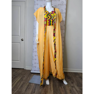 Chiffon Kimono Short Sleeve Jumpsuit 2 Piece Pant Set - Made In Ghana