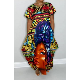 Comfortable African Queen Bubble Jersey Dress, Maxi Dress