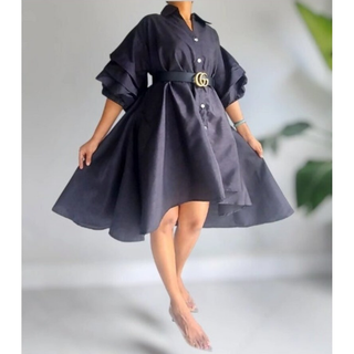 Long Tunic Silk Sheen Knee Length Dress / Trench Coat / Swing Dress Ruffle Sleeve / Hi Lo Blouse One Size Fits M - 2XL