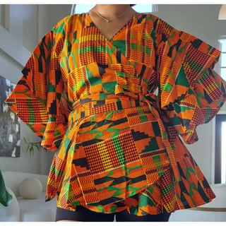 African Print Ankara Style Harem Pants with Sash / Blouse Top Set or Separates