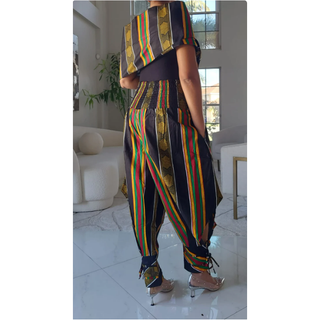 African Print Ankara Style Harem Pants with Sash / Blouse Top Set or Separates