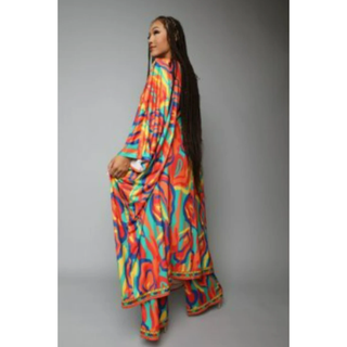 Kimono Kaftan Robe two Piece Short Set / Long Abaya + Shorts Pants Suits Dress