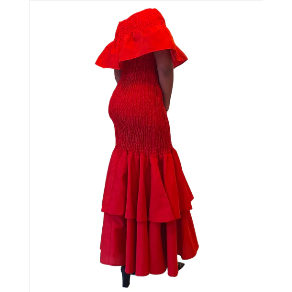 Long Smocked Red Mermaid Dress