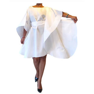 Silk Dress With Wings Poncho Dress white