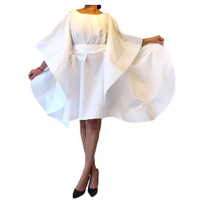 Silk Dress With Wings Poncho Dress white