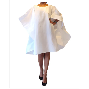 Silk Dress With Wings Poncho Dress white