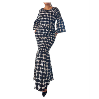 African Ankara Style Print Long Smocked Mermaid Dress