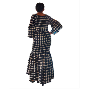 African Ankara Style Print Long Smocked Mermaid Dress