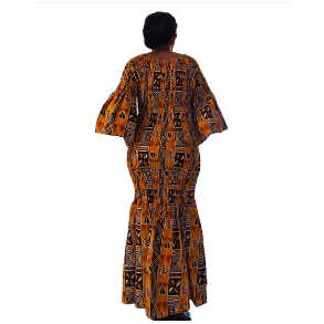 African Ankara Style Print Long Smocked Mermaid Dress