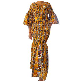 African Ankara Style Print Long Smocked Mermaid Dress