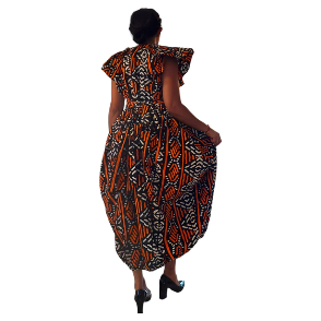 Comfortable Balloon Maxi Dress with Pleated Sleeves & Elastic Hem