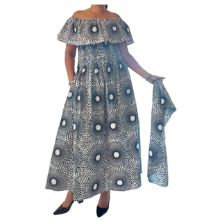 African Ankara Print Maxi Dress Tube Dress with Headwrap