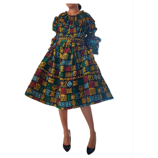 African Ankara Print Off Shoulder Midi Dress