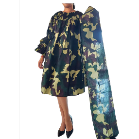 African Ankara Print Off Shoulder Midi Dress