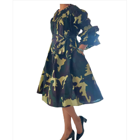 African Ankara Print Off Shoulder Midi Dress