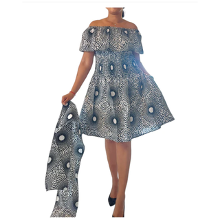 African Ankara Print Short Ruffled Midi Dress