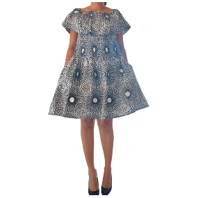 African Ankara Print Short Ruffled Midi Dress