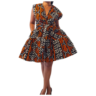 African Ankara Print Short Infinity Dress