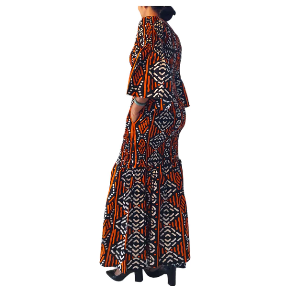 African Ankara Style Print Long Smocked Mermaid Dress