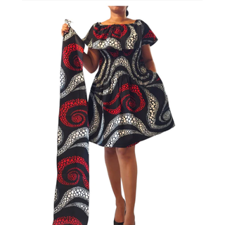 African Ankara Print Short Ruffled Midi Dress