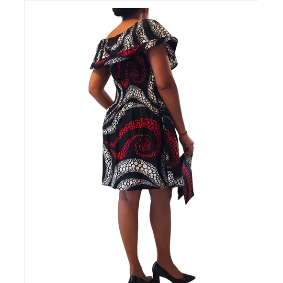 African Ankara Print Short Ruffled Midi Dress