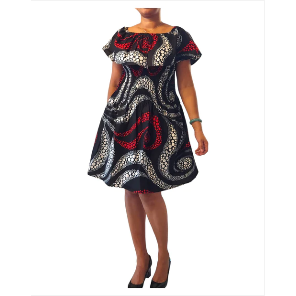 African Ankara Print Short Ruffled Midi Dress